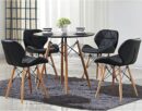 Set de Mesa Eames Redonda de Vidrio + 4 Sillas Alto Impacto – Diseño Moderno y Elegante