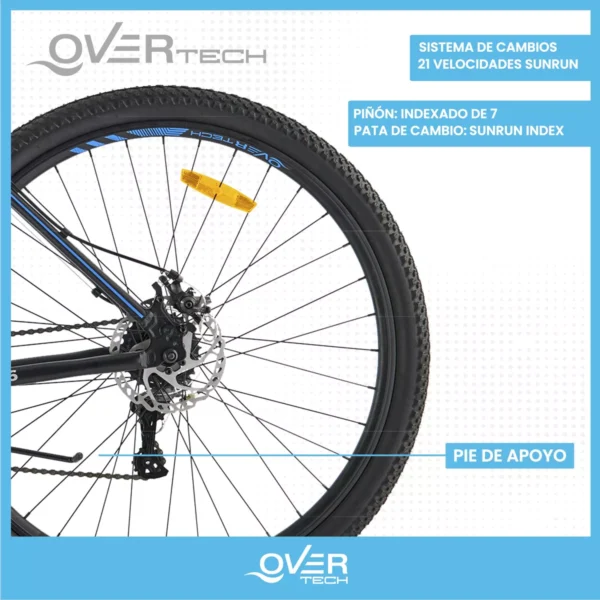 Bicicleta MTB Overtech Q6 R29 - Aluminio, 21 Velocidades y Frenos a Disco - Image 5