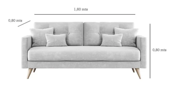 Sofá Escandinavo Dadaa Muebles Premium 2 Cuerpos - Tela Chenille Gris, Elegancia y Confort - Image 5