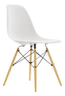 Juego de Comedor Eames – Mesa Redonda de Vidrio 100 cm + 4 Sillas Blancas con Patas de Madera