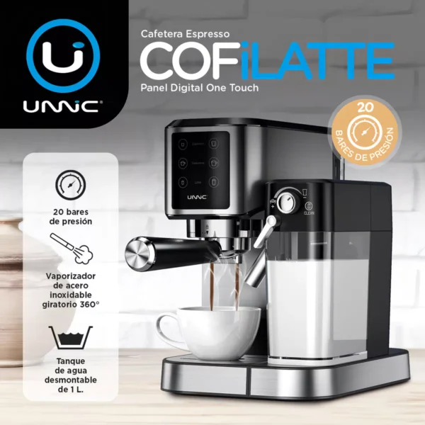 Cafetera Espresso 3 en 1 Unnic COF02 – 20 Bares, 1350W, Depósito de Leche y Vaporizador - Image 2