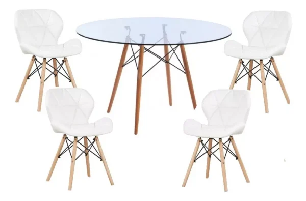 Set de Mesa Eames Redonda de Vidrio + 4 Sillas Alto Impacto – Diseño Moderno y Elegante - Image 14