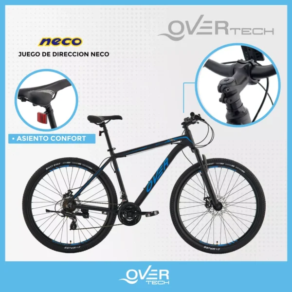 Bicicleta MTB Overtech Q6 R29 - Aluminio, 21 Velocidades y Frenos a Disco - Image 4