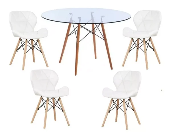 Set de Mesa Eames Redonda de Vidrio + 4 Sillas Alto Impacto – Diseño Moderno y Elegante - Image 16