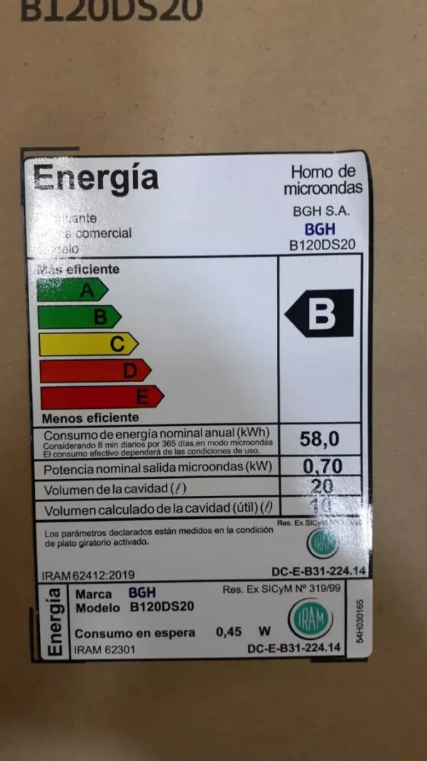 Microondas BGH Digital Quick Chef Eco 20L B120DS20 – Con Puerta Espejada y Descongelado Automático - Image 4