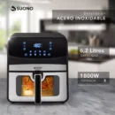 Freidora de Aire Digital Suono 6.2L – 1800W, Ventana Transparente y Control Táctil