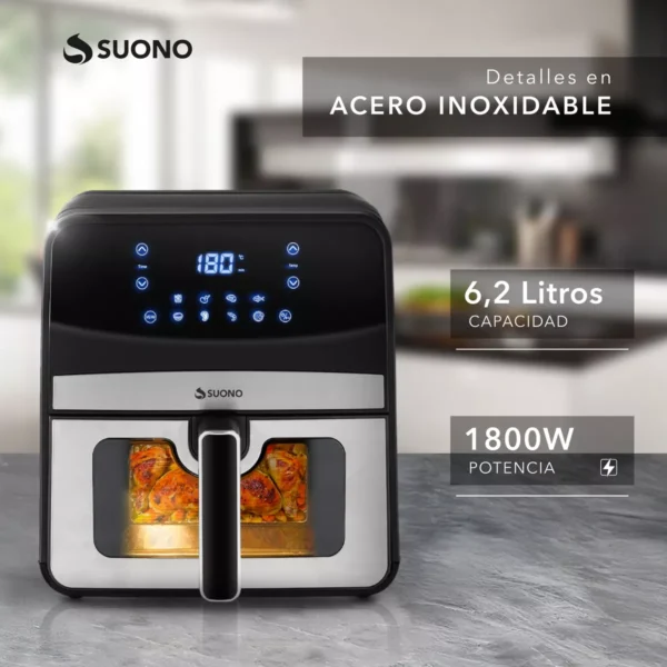 Freidora de Aire Digital Suono 6.2L – 1800W, Ventana Transparente y Control Táctil - Image 2