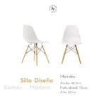 Juego de Comedor Eames – Mesa Redonda de Vidrio 100 cm + 4 Sillas Blancas con Patas de Madera