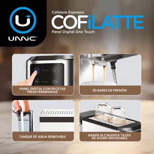 Cafetera Espresso 3 en 1 Unnic COF02 – 20 Bares, 1350W, Depósito de Leche y Vaporizador - Image 6