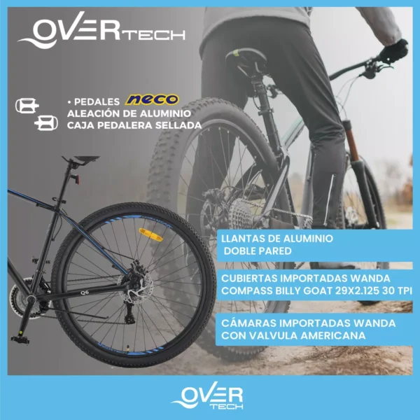 Bicicleta MTB Overtech Q6 R29 - Aluminio, 21 Velocidades y Frenos a Disco - Image 6