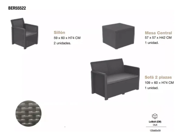 Juego de Living de Jardín Shaf Nassau - Sillón + 2 Sillas + Mesa | Diseño Simil Rattan y Resistencia UV - Image 8