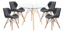 Set de Mesa Eames Redonda de Vidrio + 4 Sillas Alto Impacto – Diseño Moderno y Elegante