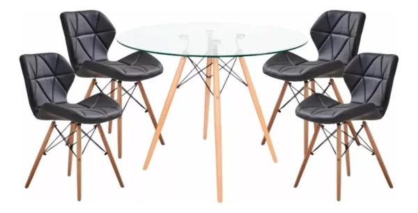 Set de Mesa Eames Redonda de Vidrio + 4 Sillas Alto Impacto – Diseño Moderno y Elegante - Image 12