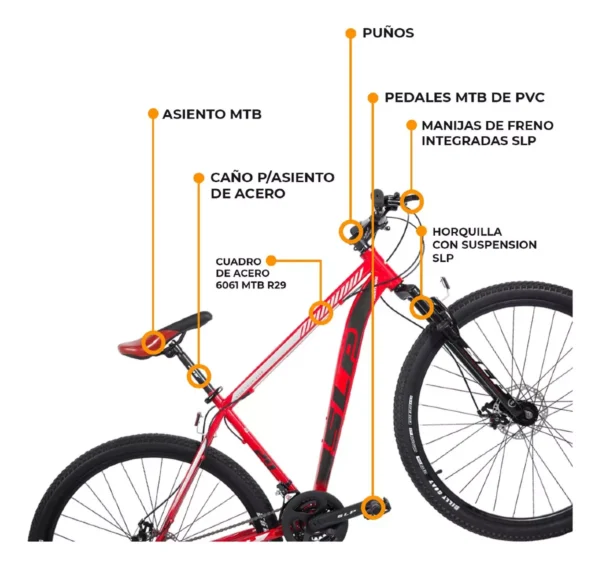 Bicicleta Mountain Bike SLP Pro 5 Rodado 29 - 21 Velocidades Shimano | Resistencia y Agilidad - Image 9