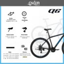 Bicicleta MTB Overtech Q6 R29 - Aluminio, 21 Velocidades y Frenos a Disco