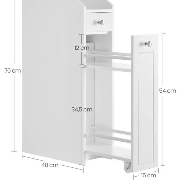 Armario Estrecho para Baño - Mueble Organizador con Cajones y Portarrollos - Image 3